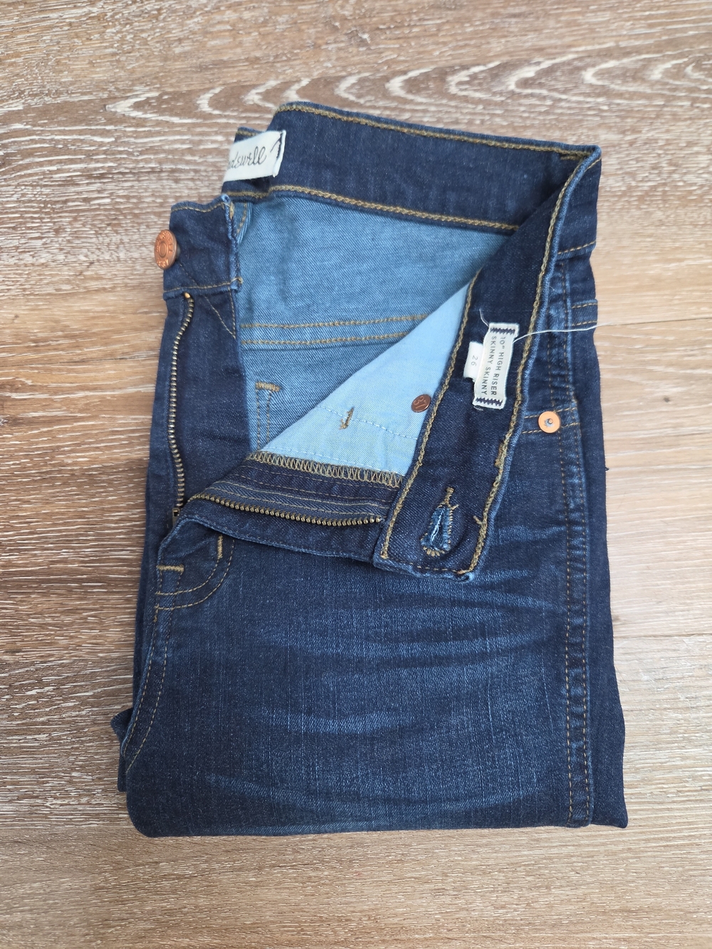 Madewell 10" High Riser Skinny Skinny Jeans Size 26 Dark Wash Waist Measures 25